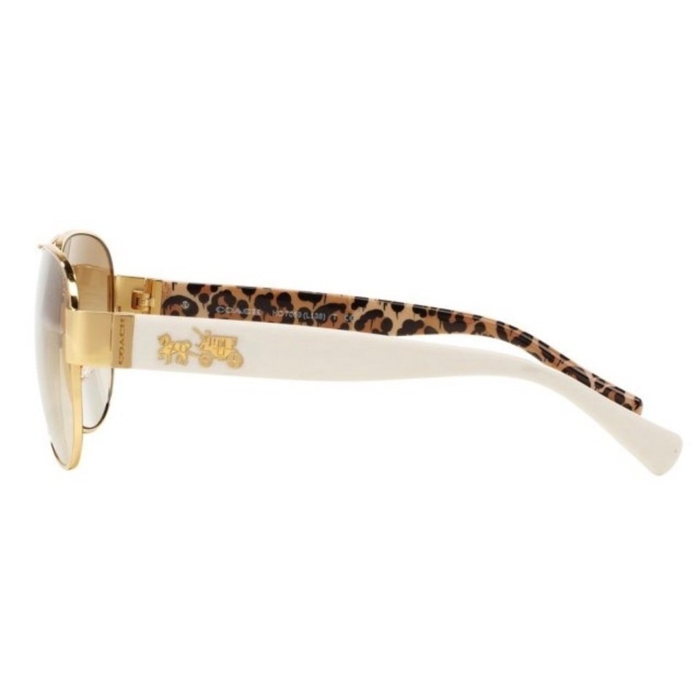 Coach Aviator Sunglasses Leopard Print Gold Horse Carriage Logo HC7059 9249T5 - Picture 3 of 9